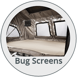 Bug screens over roof tent windows