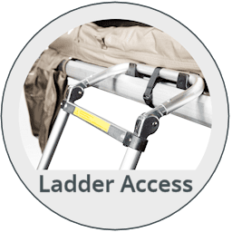 Ladder access to the roof tent