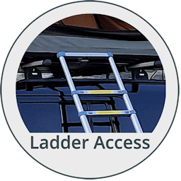 Telescopic ladder access to the tent